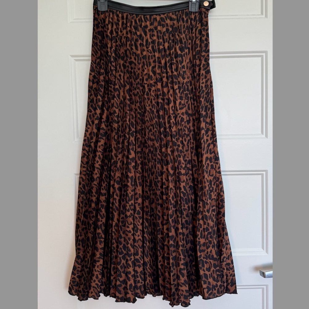 Zara maxi leopard print pleated skirt Sm
